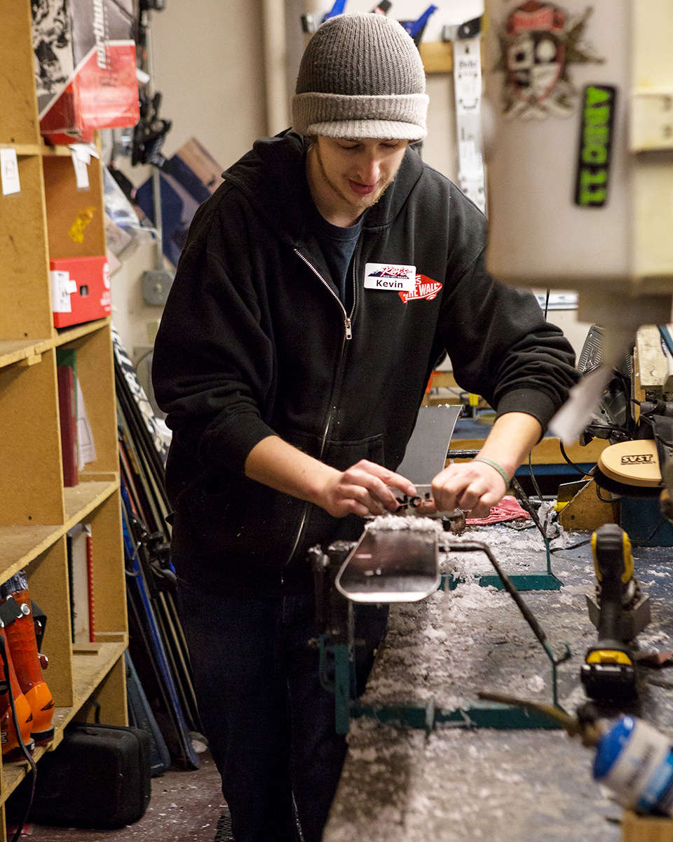 Ski Technician tuning skis