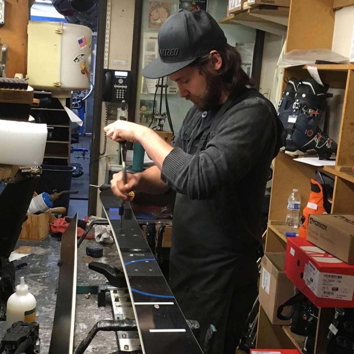 Ski Technician tuning skis