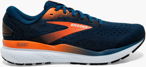 Brooks Men\'s Ghost 15 Running Sneakers, White/Navy/Burnt Orange, Size 14 M Men main image 3