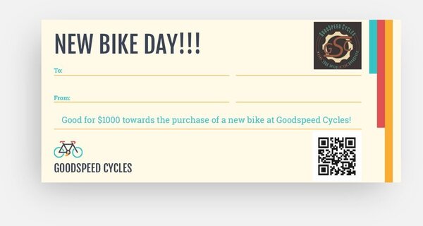 Goodspeed Cycles Gift Cards & Certificates