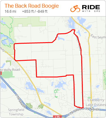 Back Road Boogie ride map