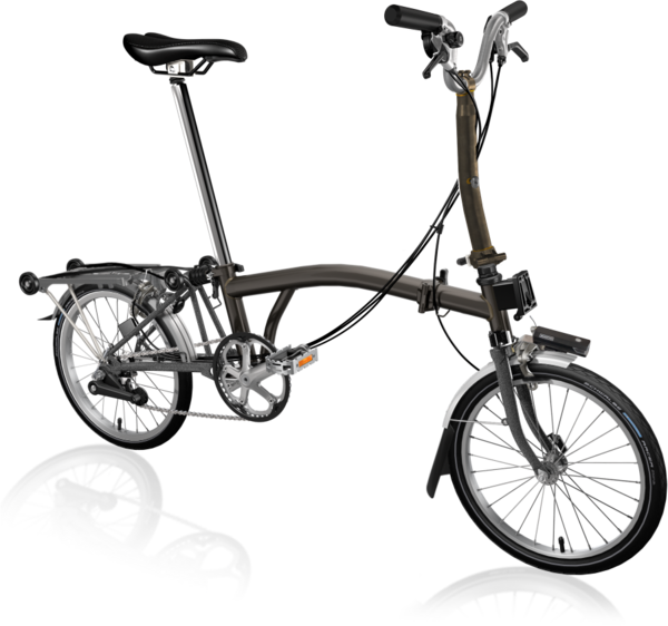 Brompton C Line Explore with Rack - Mid Handlebar Color: Gloss Black Lacquer