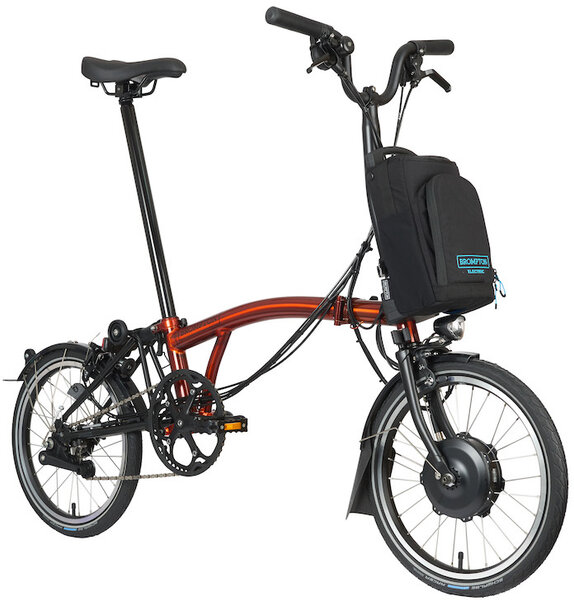 Brompton Electric C Line Explore - Mid Handlebar - Flame Lacquer Color: Flame Lacquer