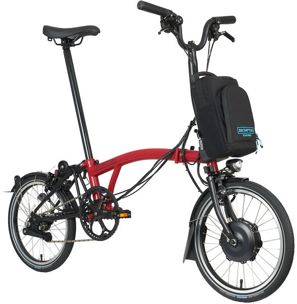 Brompton Electric C Line Explore - Mid Handlebar - House Red Color: House Red