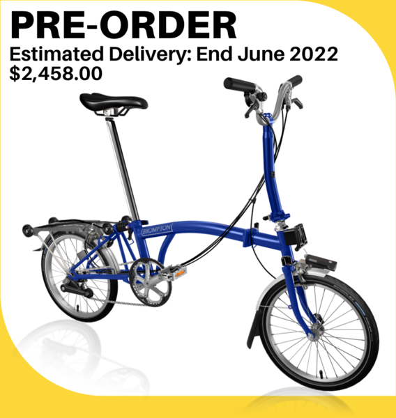 Brompton PRE-ORDER - C Line Explore with Rack & Lighting - Mid Handlebar Color: Piccadilly Blue