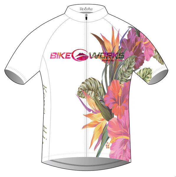 Bike Works White Flower Cycling Jersey 