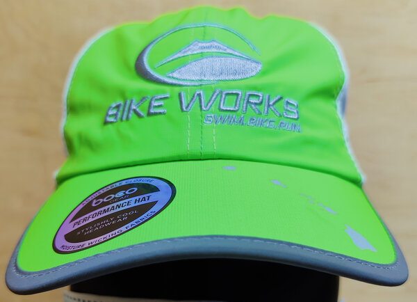 Bike Works Elite Run Hat Neon Green with Reflective Brim 