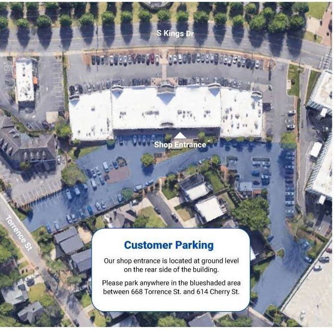 Sales Canter location and parking map.