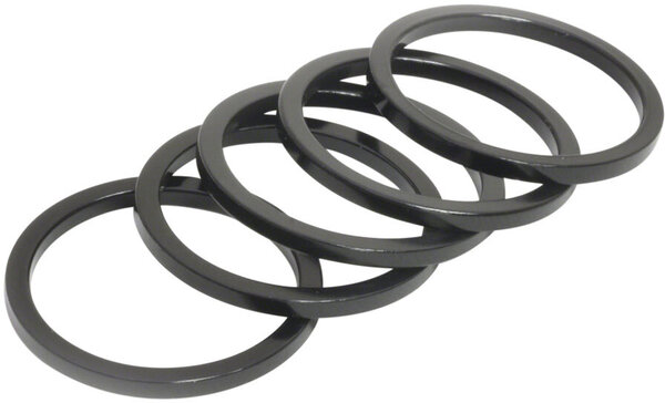 Wheels Manufacturing Wheels Manufacturing Aluminum Headset Spacer - 1-1/8", 2.5mm, Black, 5-pack