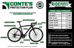 Conte's 3 Year New Bike Protection Plan - (Must be purchased with bike. Use retail price before any discounts for closeout or sale)