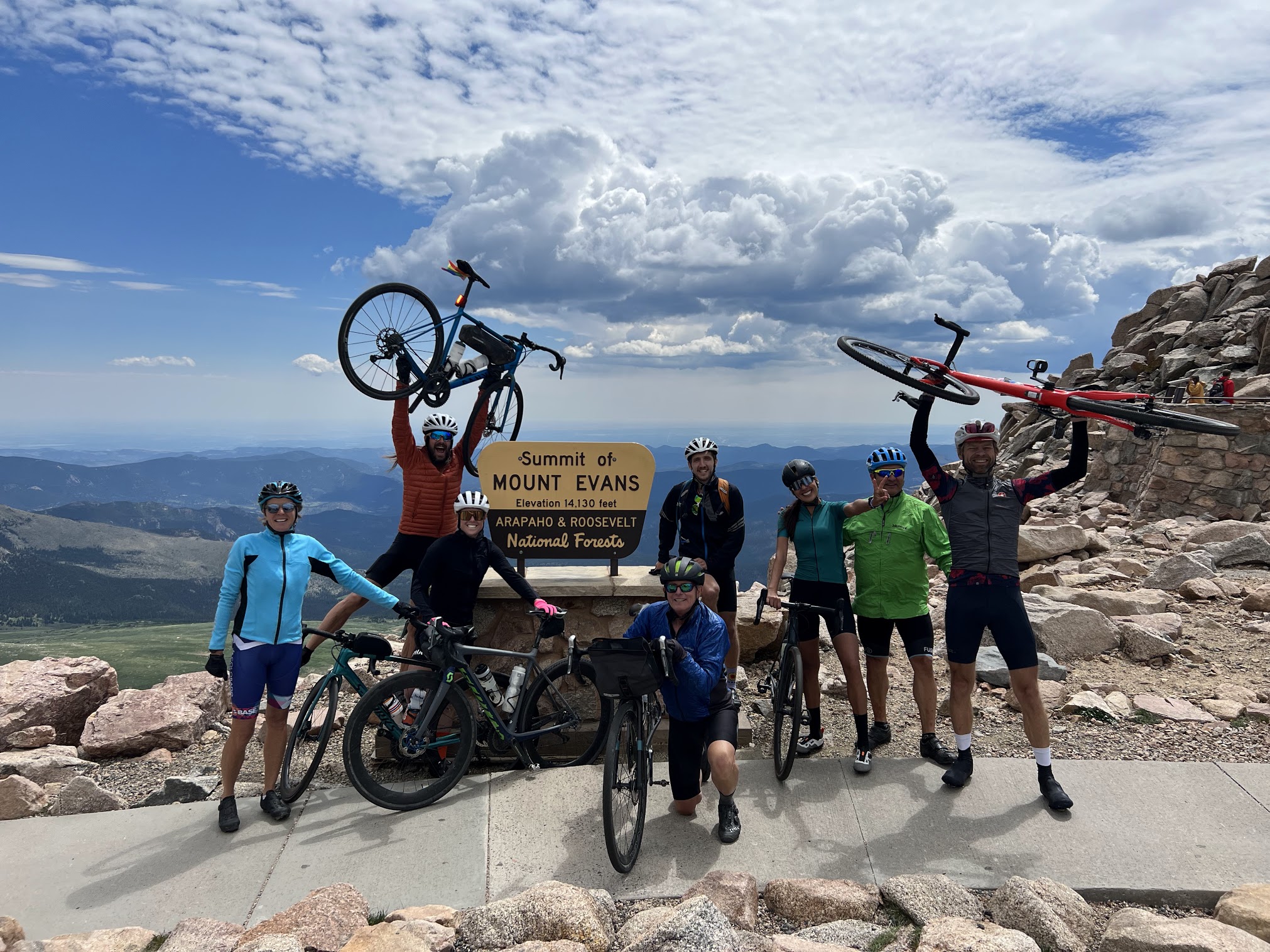 Group climb up to the top of Mount Evans - 14,000ft!