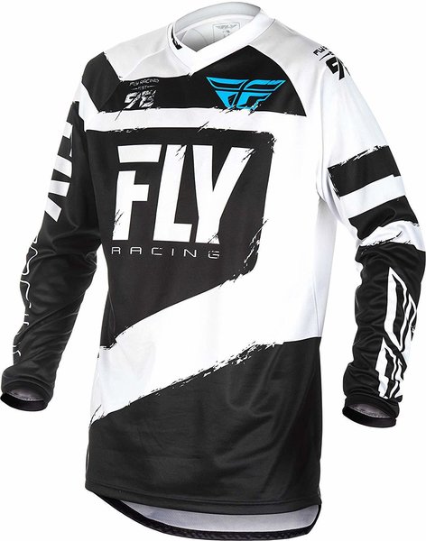 FLY Racing F-16 JERSEY BLACK/WHITE YOUTH LARGE