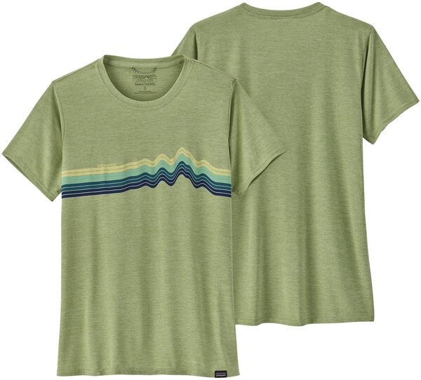 Patagonia Capeline Cool Daily Graphic T shirt, Women's Color: Lands Protect Pedal: Salvia Green X-Dye