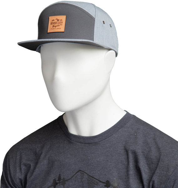 River City Bicycles Mountain Logo Leather Patch C57 Hat - Charcoal / H.Grey 