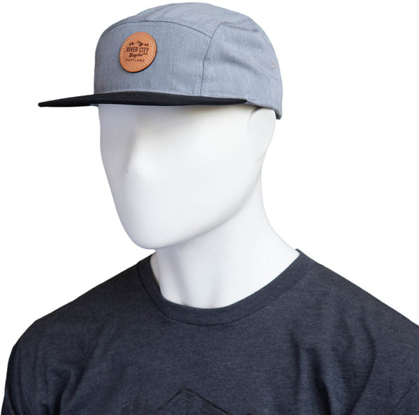 River City Bicycles Round Mountain Logo Leather Patch Hat Color: Heather Grey / Black