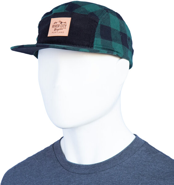 River City Bicycles Leather Patch Plaid Hat - Black/Green 