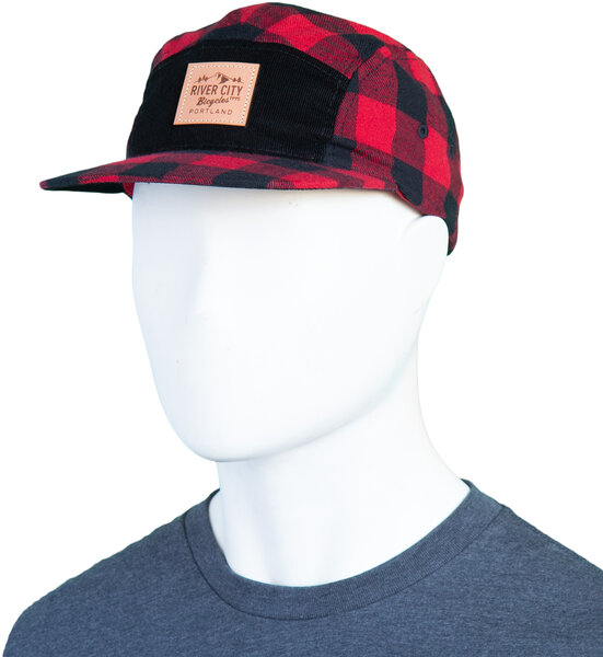 River City Bicycles Leather Patch Plaid Hat - Black/Red 