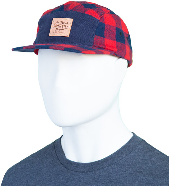 River City Bicycles Leather Patch Plaid Hat - Navy/Red