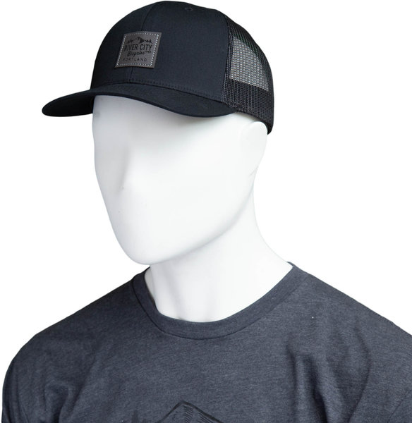 River City Bicycles Trucker Hat, Mountain Logo Patch - Black 