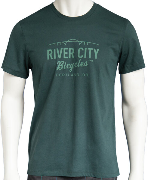 River City Bicycles Bridge Logo Tee - Deep Green w/ Green 