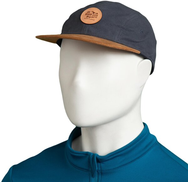 River City Bicycles Mountain Logo Cotton Suede Hat - Steel/Brown Color: Steel / Brown