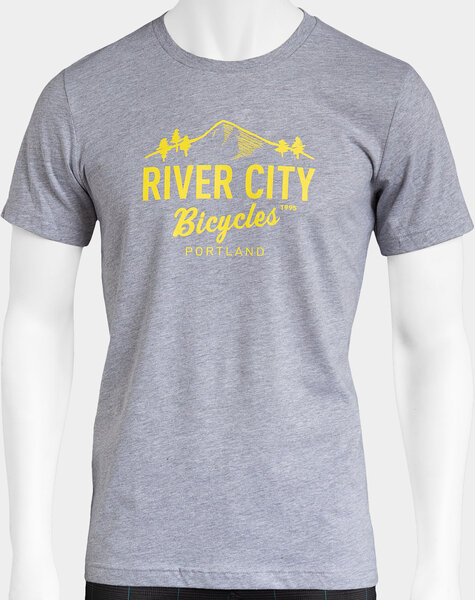 River City Bicycles Mountain Logo Tee - Athletic Heather w/ Yellow