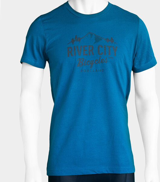 River City Bicycles Mountain Logo T-Shirt Deep Teal/Charcoal
