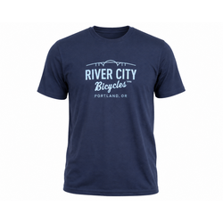 River City Bicycles Bridge Logo Tee - Navy w/ Light Blue