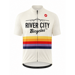 River City Bicycles Cream Stripe Castelli Jersey, Short Sleeve - Men's