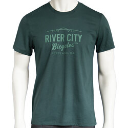 River City Bicycles Bridge Logo Tee - Deep Green w/ Green