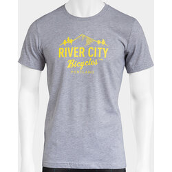 River City Bicycles Mountain Logo Tee - Athletic Heather w/ Yellow