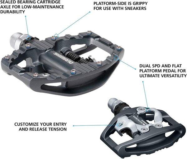 Shimano SHIMANO PD-EH500 SPD & Flat Dual Sided Bike Pedal for Indoor Cycling & Urban Riding