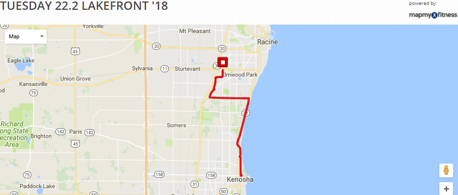 Click on Map to see Tuesday 22.2 Lakefront '18 ride details