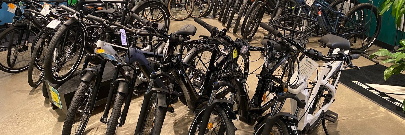 Row of e-bikes