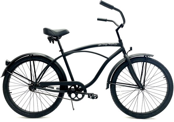 San Diego Bicycle Company Mens Garnet – Matte Black Beach Cruiser