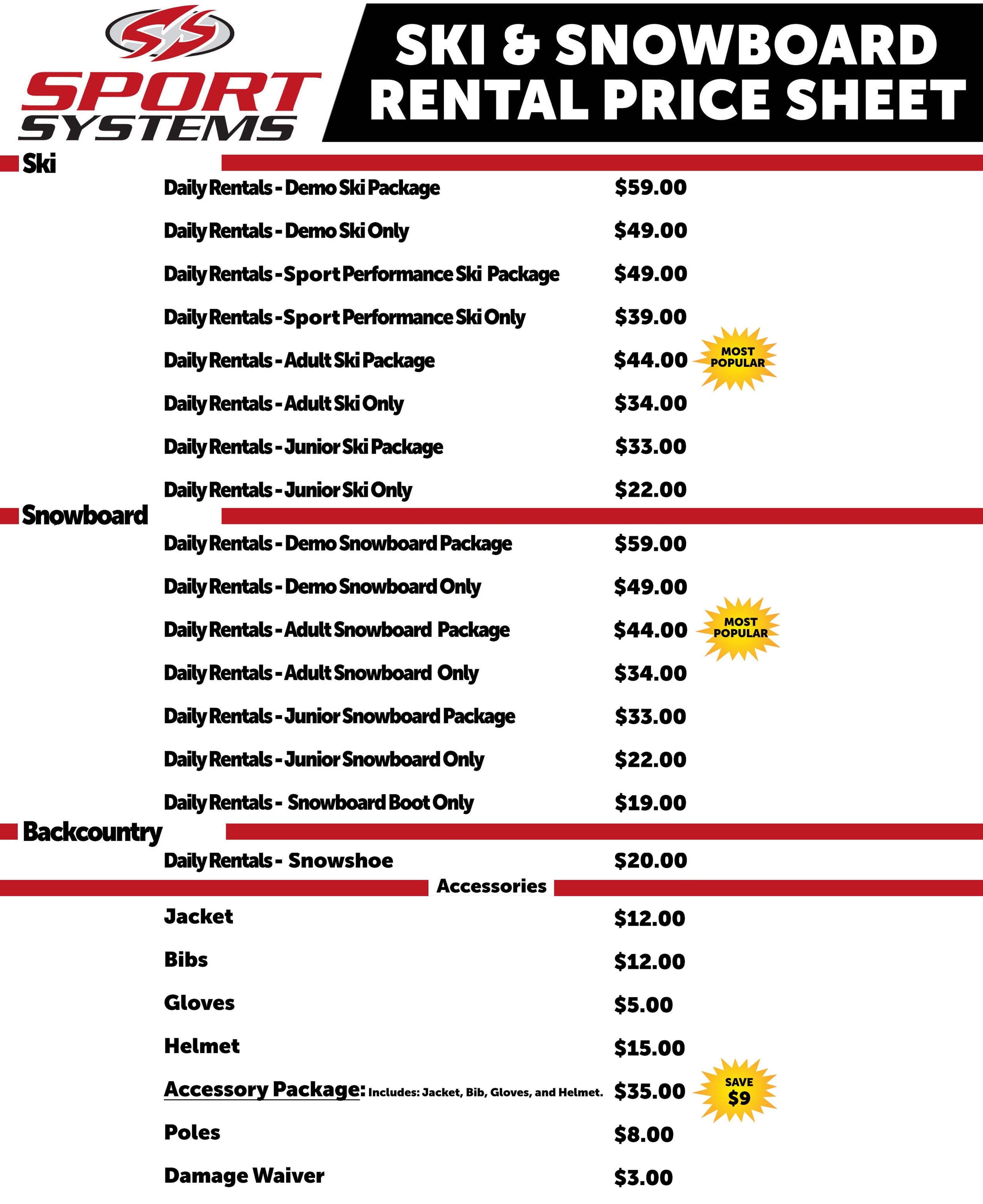 Ski & Snowboard Daily Rentals - Sport Systems Albuquerque, NM