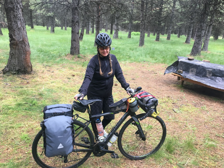 Kathryn and loaded touring bike