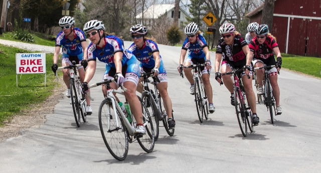 Iowa City Cycling Club members riding in a group