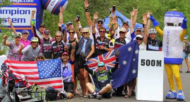 Geoff's team in a group photo during a race.