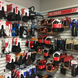 The equipment wall inside the shop