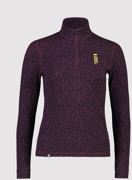 Mons Royale Women's Cascade Merino Flex 200 Quarter Zip Color: Winter Leopard