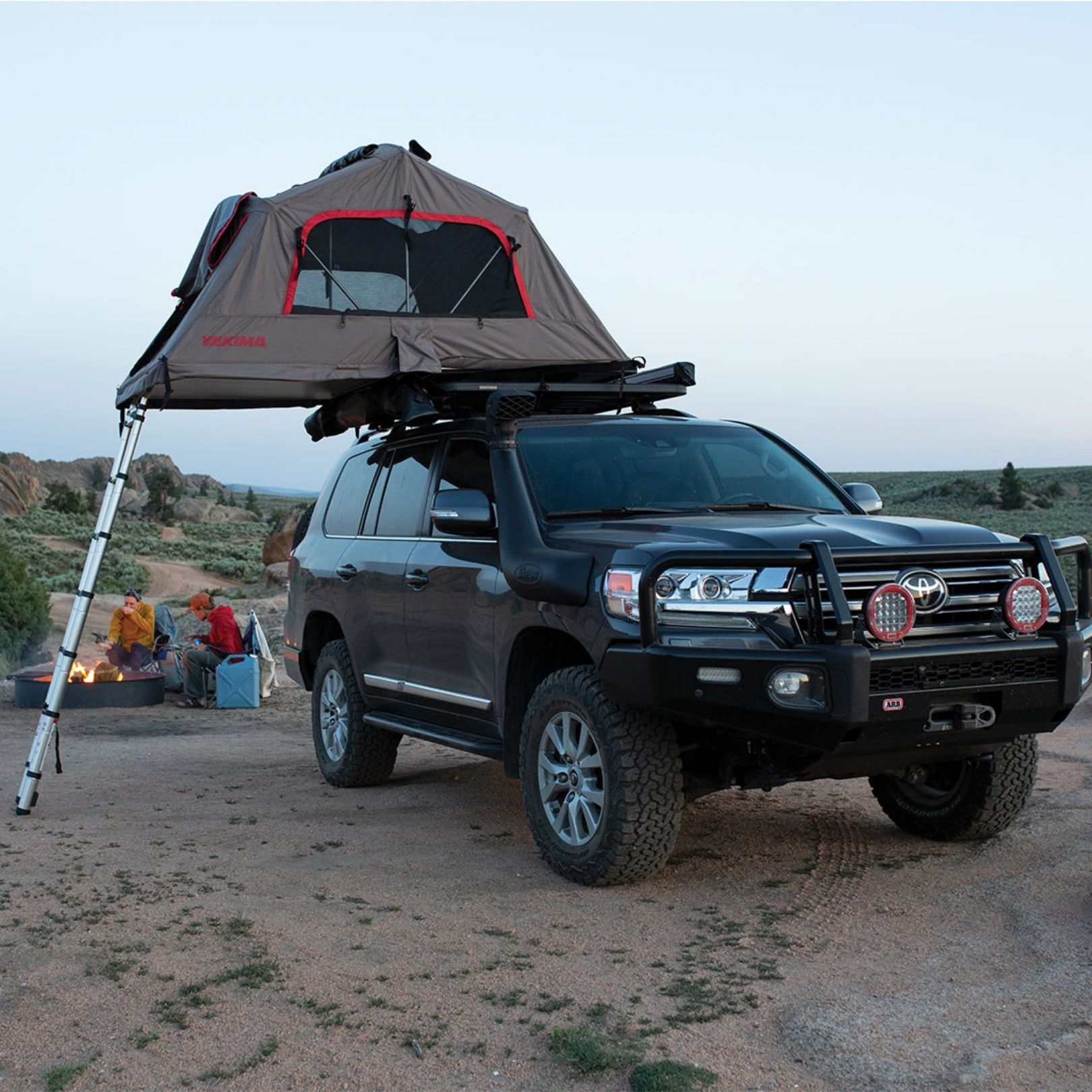 Image of truck with a roof tent and ladder