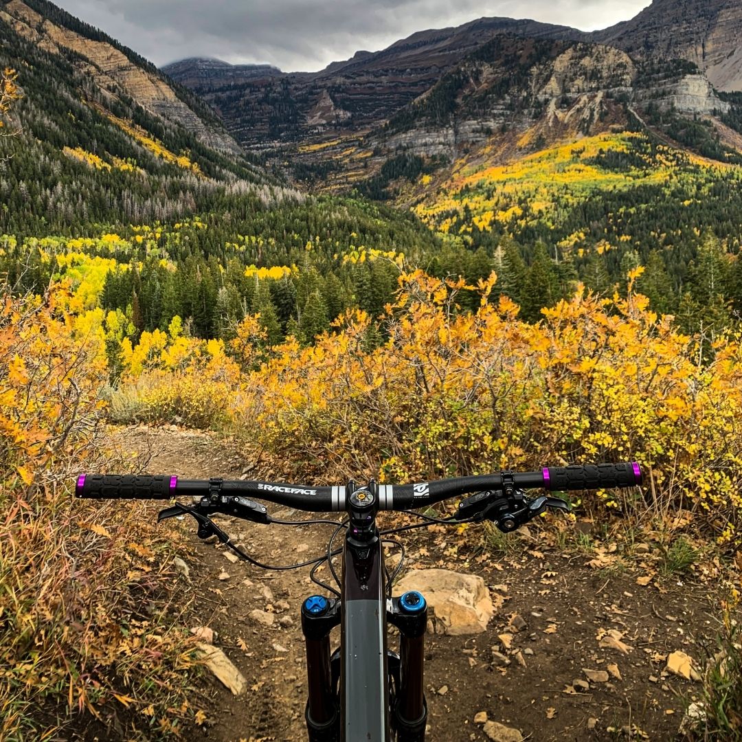 image of a bike and mountain view