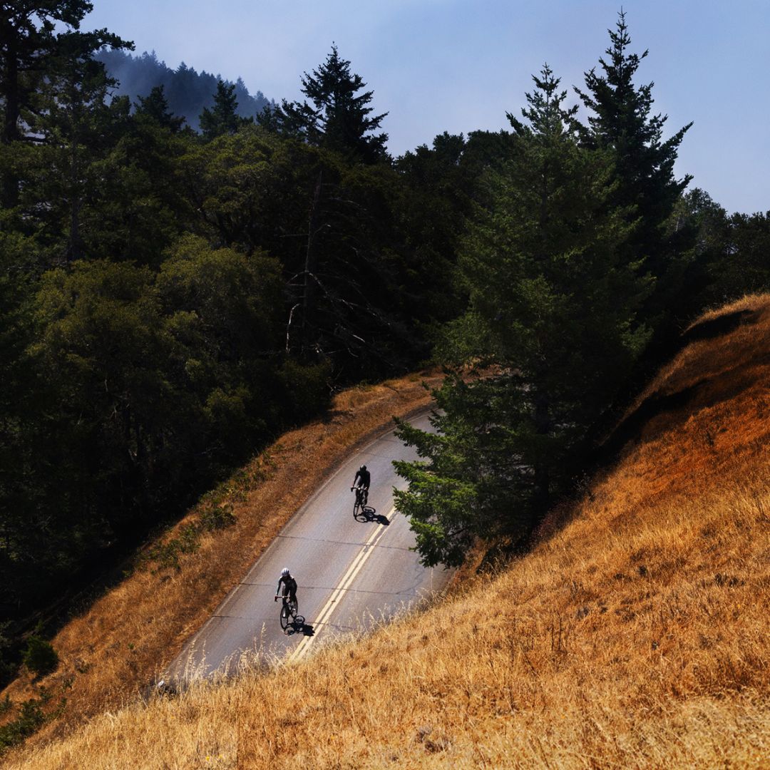 Image of two people riding bikes on road