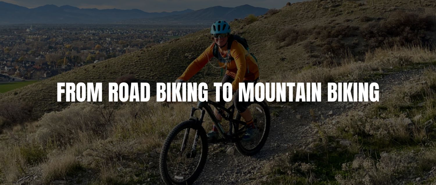 From Road Biking To Mountain Biking. Image of a person riding a mountain bike