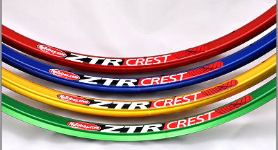 Stan's Crest, Arch EX & Flow EX rims are available in red, blue, gold & green colors