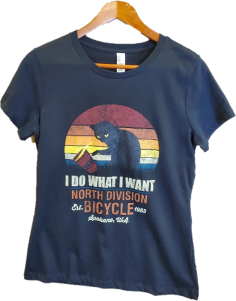 North Division Bicycle NDB TSHIRT I DO WHAT I WANT CAT WOMEN BLACK