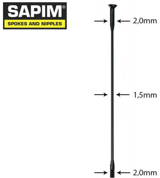 Sapim SPOKE LASER STRAIGHT PULL BLACK 310 - 270 14/15DB