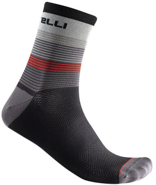 Castelli Women's Scia 12 Sock Color: Gray / Dark Gray-Red-Black