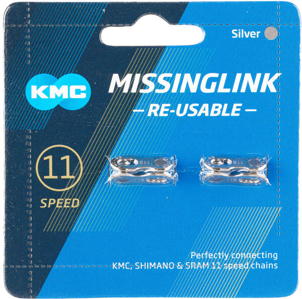 KMC MissingLink-11 Connector - 11-Speed, Reusable, Silver, 2 Pairs/Card